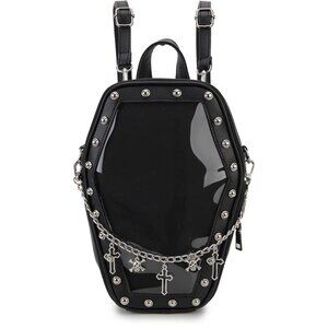 Gothic Coffin Shape Purse Handbag for Women Halloween Shoulder Bag Black A